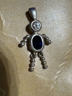 Mothers Jewelry -Sterling Silver Blue Birthstone Stone Doll Pendant